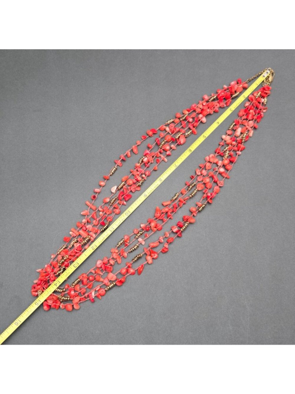 Kenneth Cole Coral Chip Necklace 28" Multi Strand Statement - Picture 8 of 10